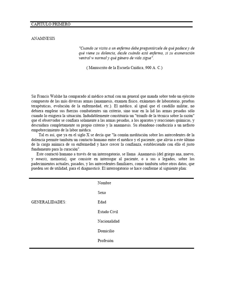 Importancia de la Anamnesis Médica | PDF | Diagnostico medico | Dolor ...