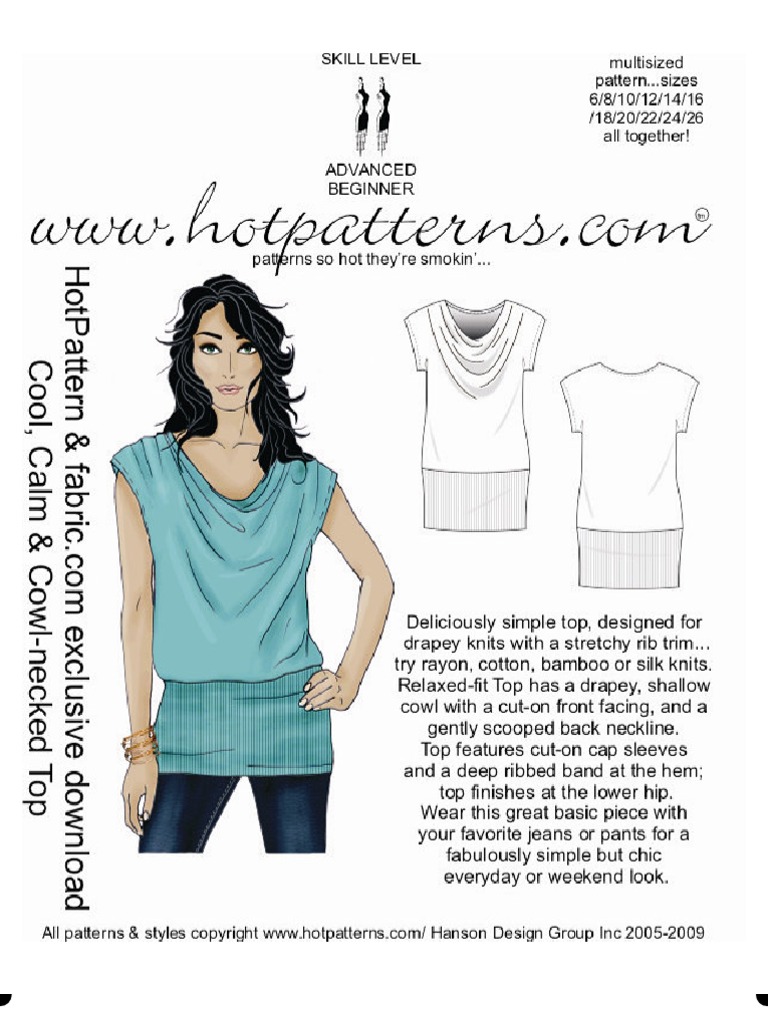 Free Cowl Neck Top Sewing Pattern | PDF | Cooking, Food & Wine