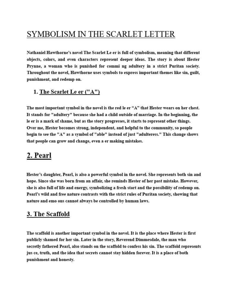 Symbolism in The Scarlet Letter | PDF