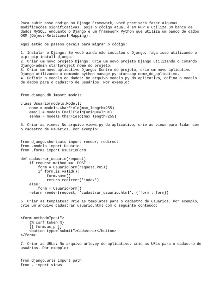Migra Ç Ão para Django | PDF | Python (linguagem de programação ...