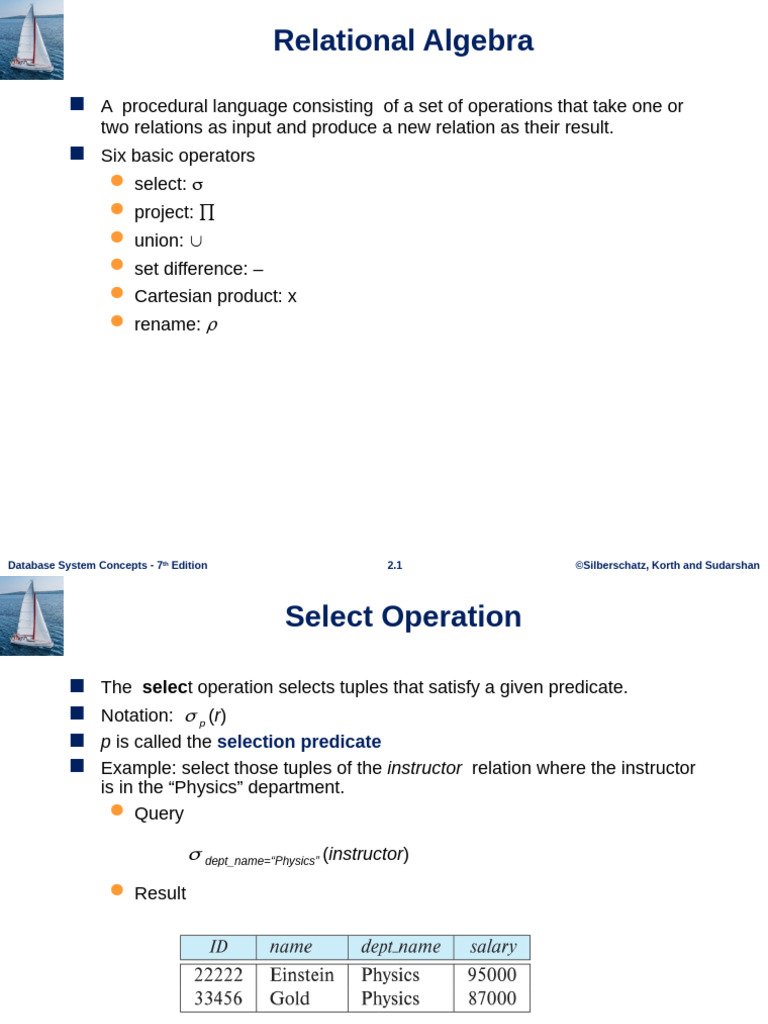 Relational Algebra Basics Explained | PDF | Relational Model | Databases