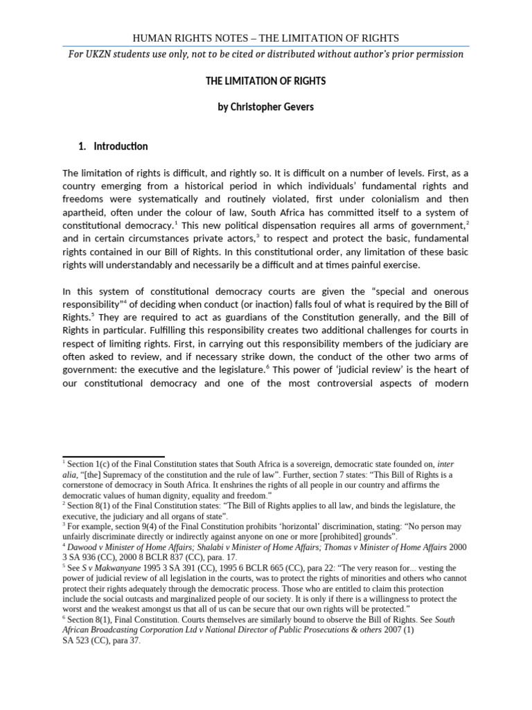 Additional Notes on Limitation Clause by Prof Gevers ...