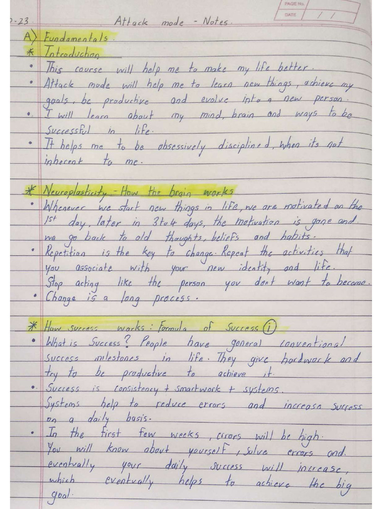 Attack Mode Personal Handwritten Notes | PDF