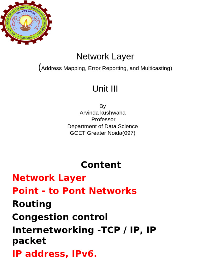 Network Layer: Address Mapping & ICMP | PDF | Internet Protocols ...