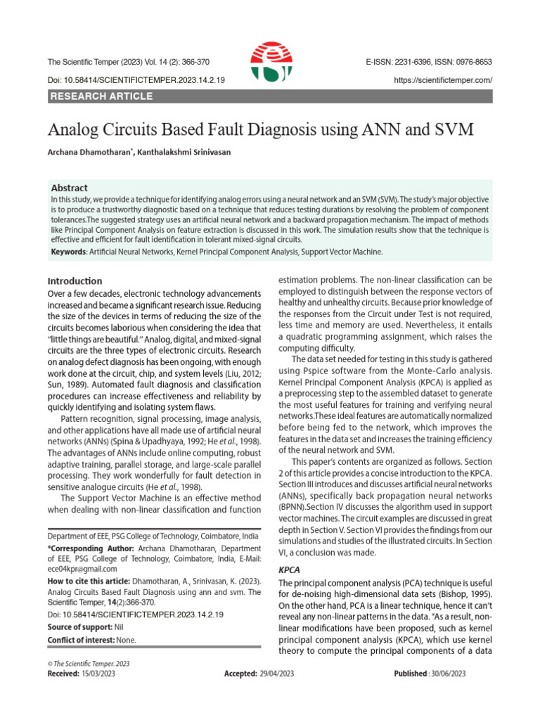 19 - Analog Circuits Based Fault v1 | PDF | Support Vector Machine ...