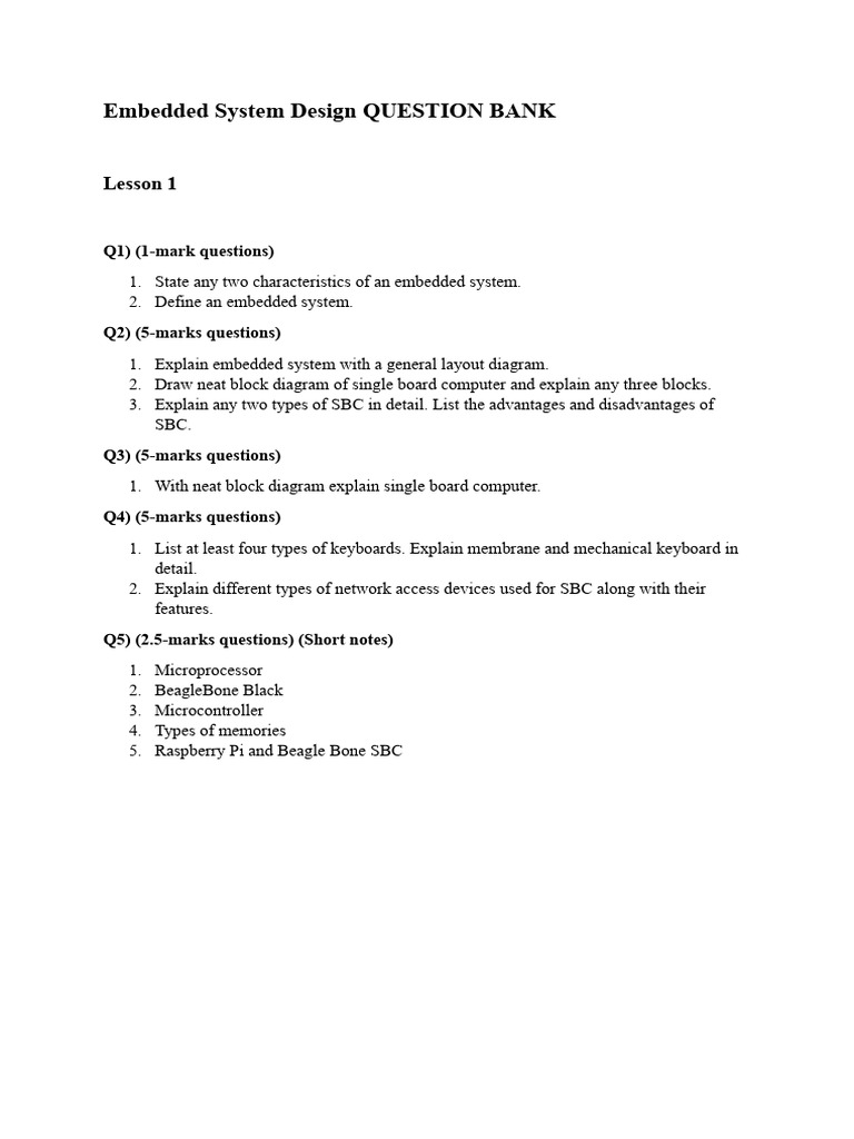 Embedded System Design Question Bank | PDF | Embedded System | Raspberry Pi