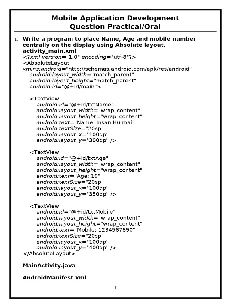 Android App Development Examples | PDF | Android (Operating System ...