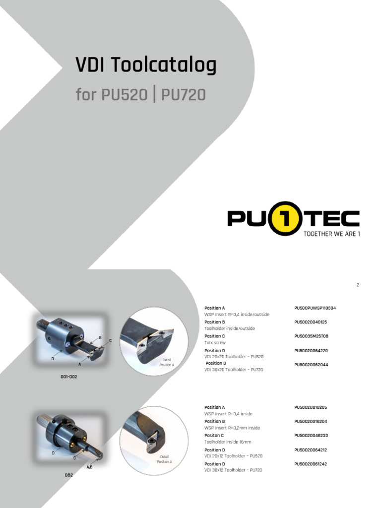 VDI Tool Catalog for PU520/PU720 | PDF | Tools | Machining
