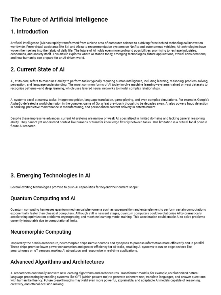 The Future of Artificial Intelligence | PDF | Artificial Intelligence ...