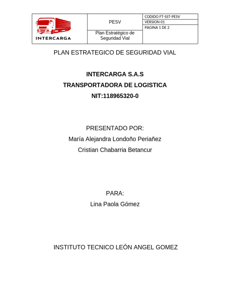 Plan Estrategico de Seguridad Vial 1 | PDF | Seguridad vial ...