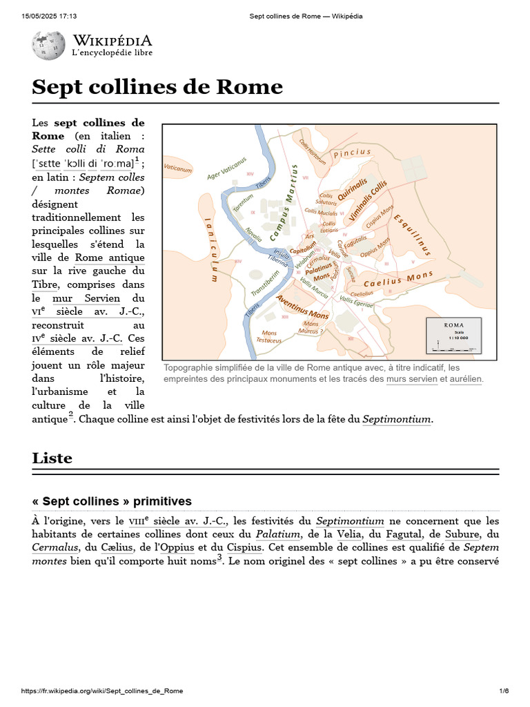 Les Sept Collines de Rome | PDF | Antiquité classique | Europe antique