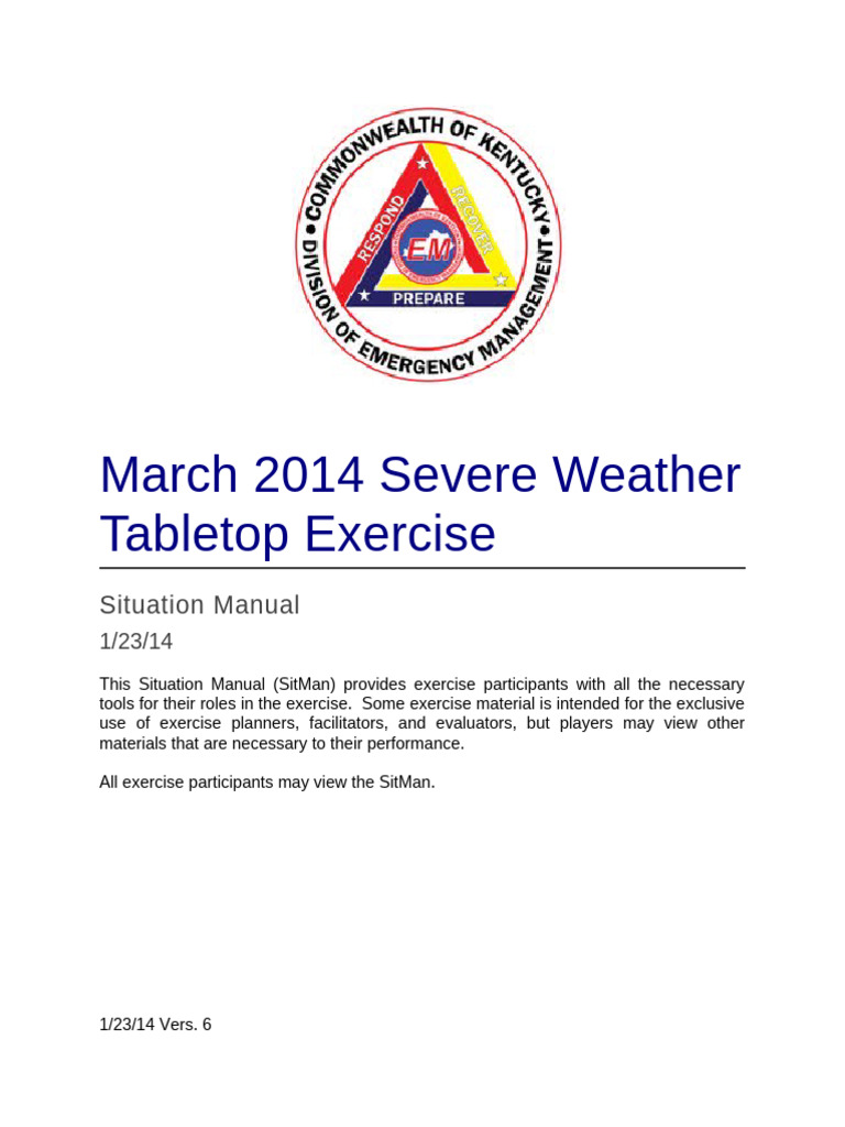 March 2014 Severe Weather Exercise Manual | PDF | Tornadoes | National ...