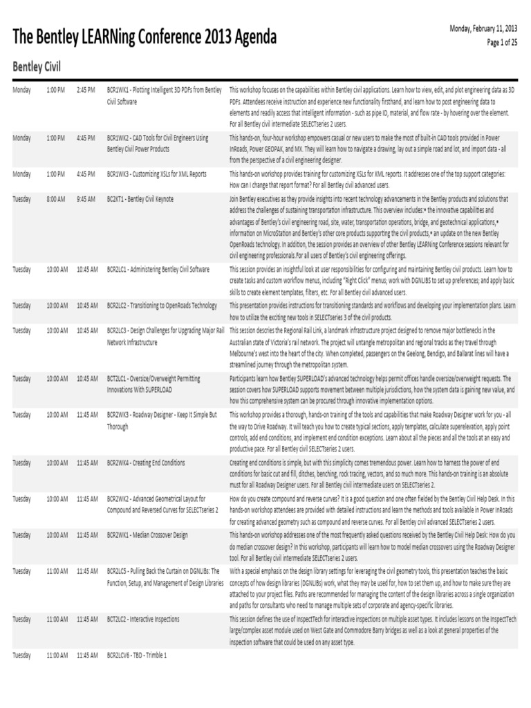 Bentley LEARNing Conference Agenda | PDF | Geographic Information ...