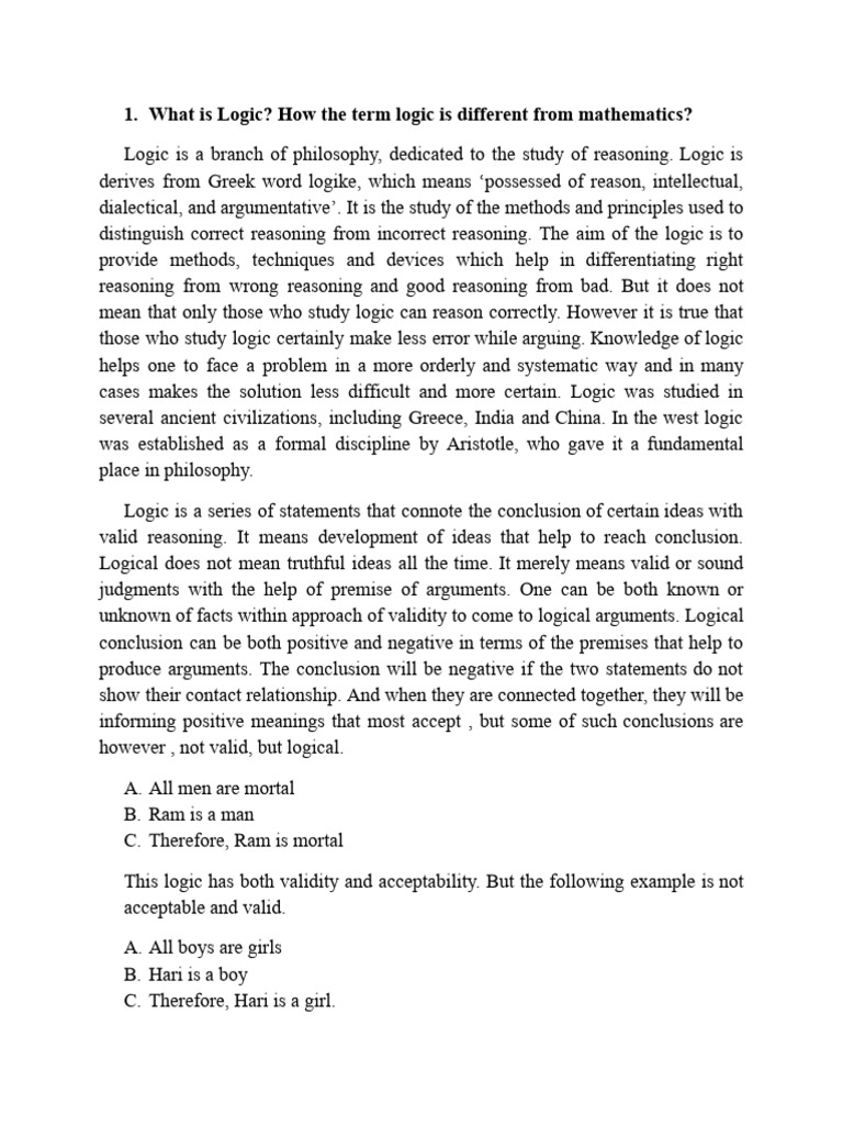 Theories of Logic.docx | PDF | Logic | Argument