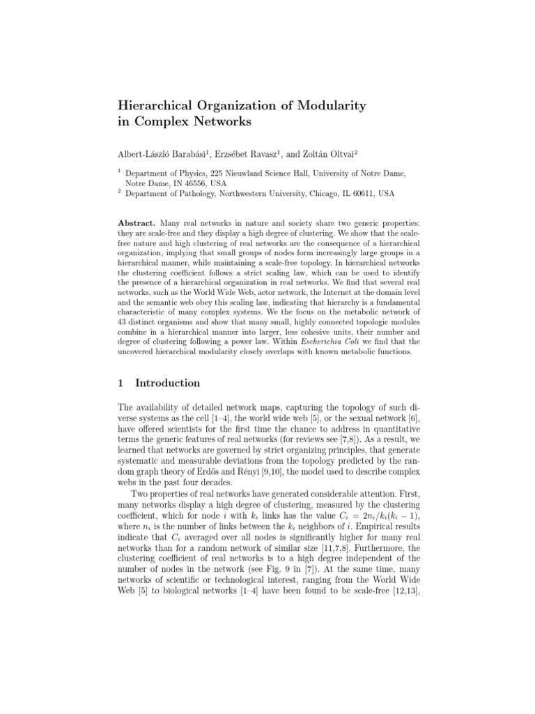 Hierarchical Modularity in Complex Networks | PDF