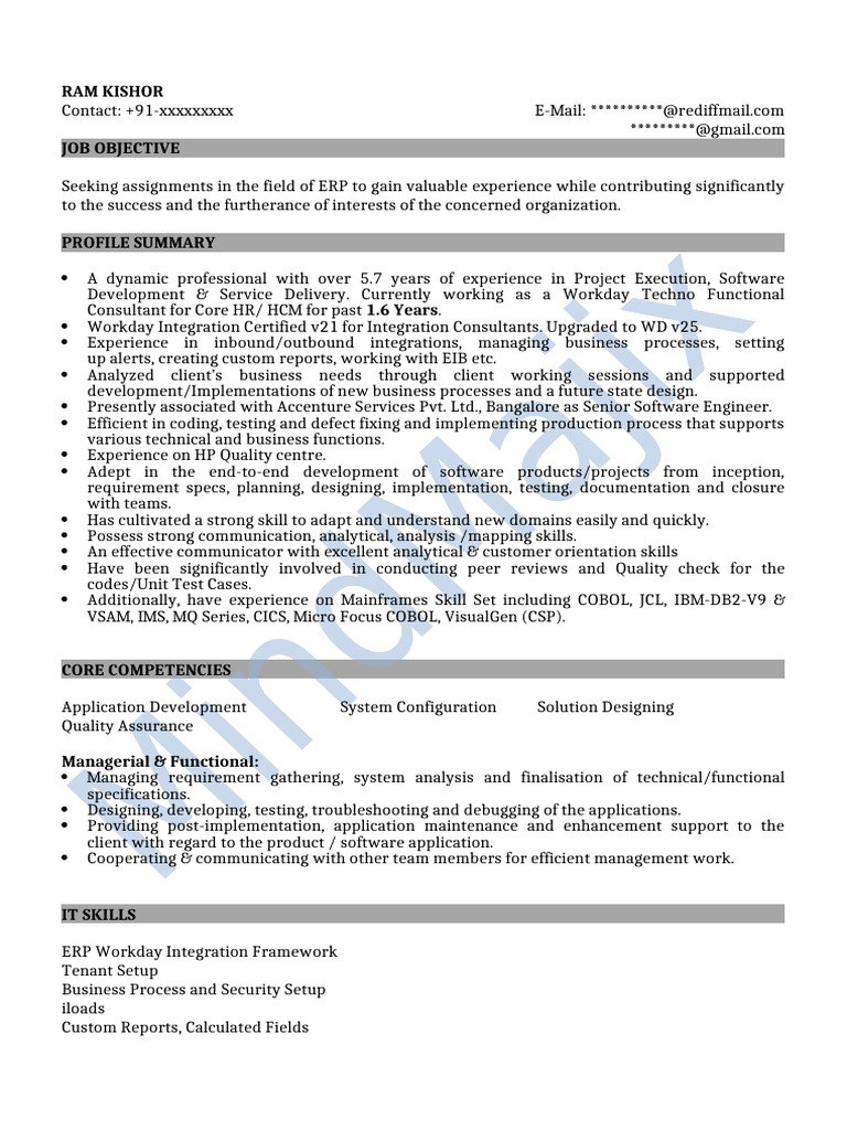 Workday Techno-Functional Consultant Resume | PDF | Ibm Db2 | Databases