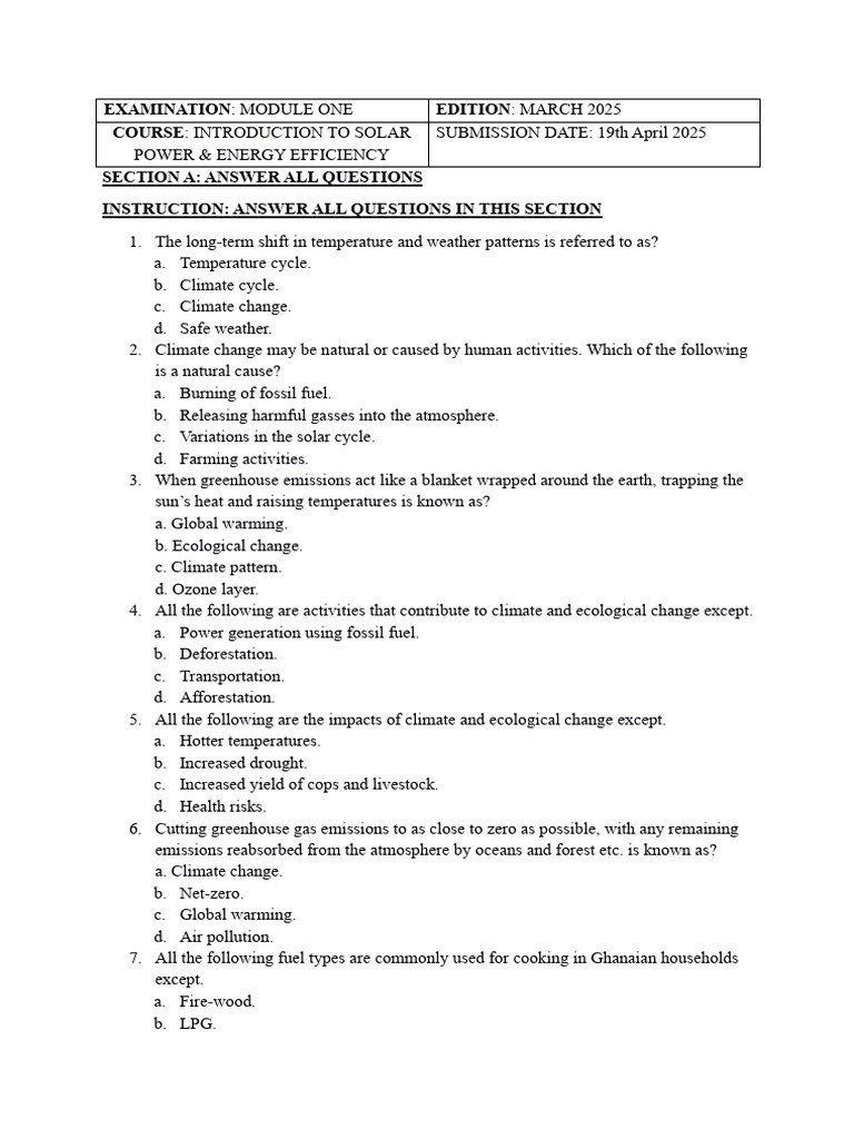 Introduction to Solar Power Exam 2025 | PDF | Solar Power ...
