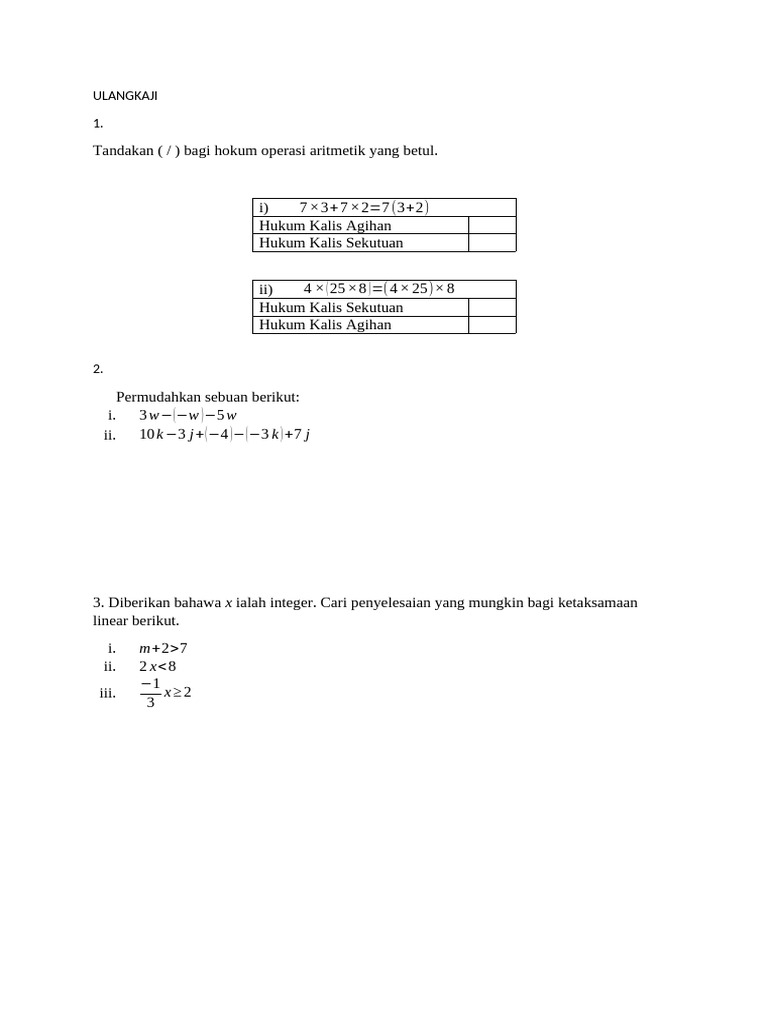 Ulangkaji f1 Math | PDF