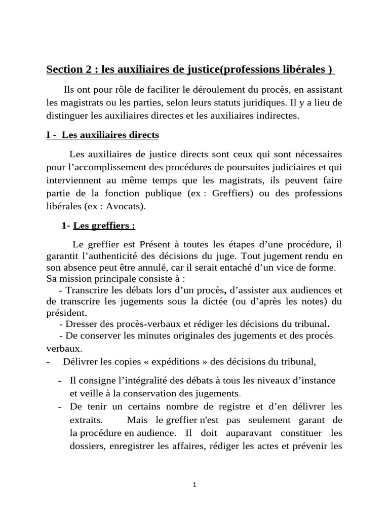 Auxiliaires de justice : rôles et fonctions | PDF | Greffier | Avocat