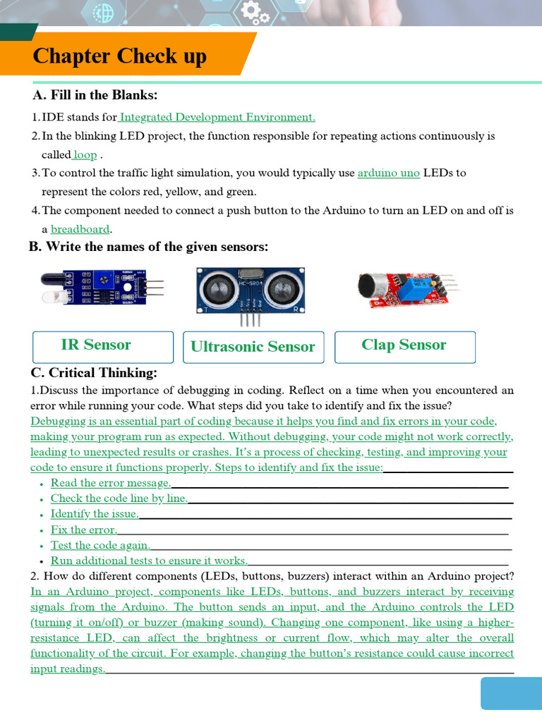 Class 7 - Chapter Checkup - Answer Key | PDF | Arduino | Electronics