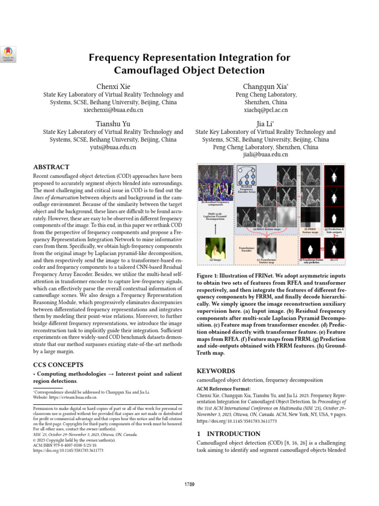 Frequency Integration for Camouflage Detection | PDF | Matrix ...