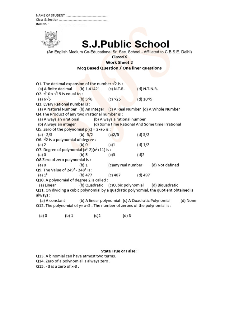 Worksheet 2 | PDF