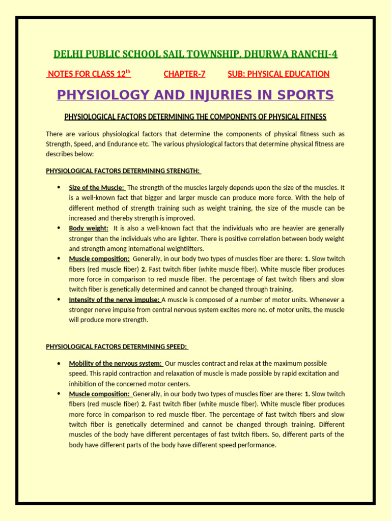 Physiology and Injuries in Sports (ch-07) | PDF | Skeletal Muscle ...