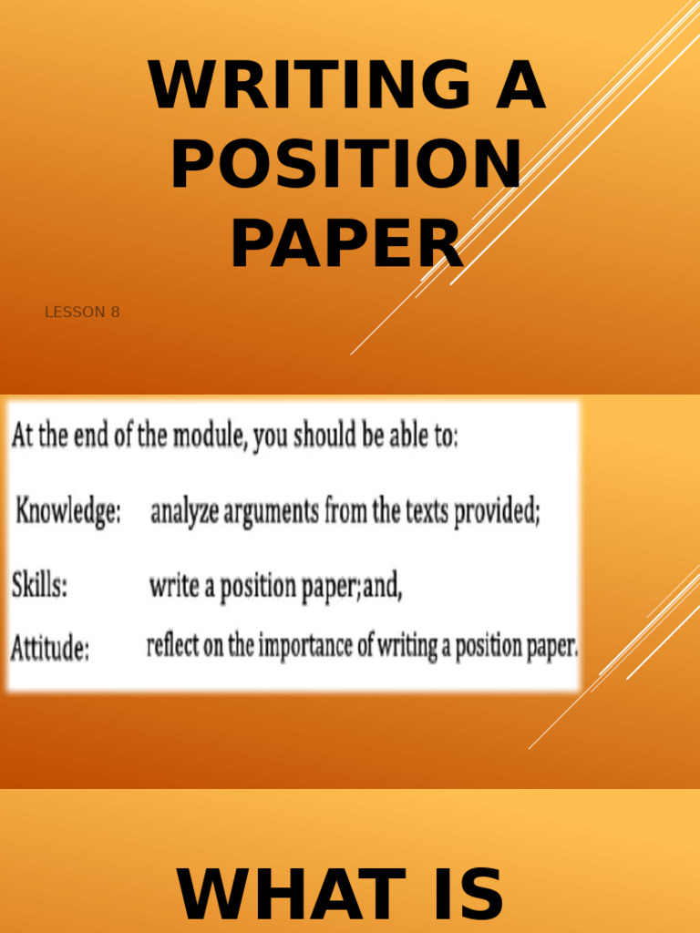 LESSON 8 EAPP Writing A Position Paper | PDF | Argument | Evidence