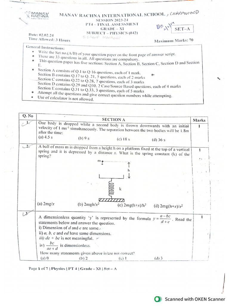 Physics 11th Final Paper | PDF