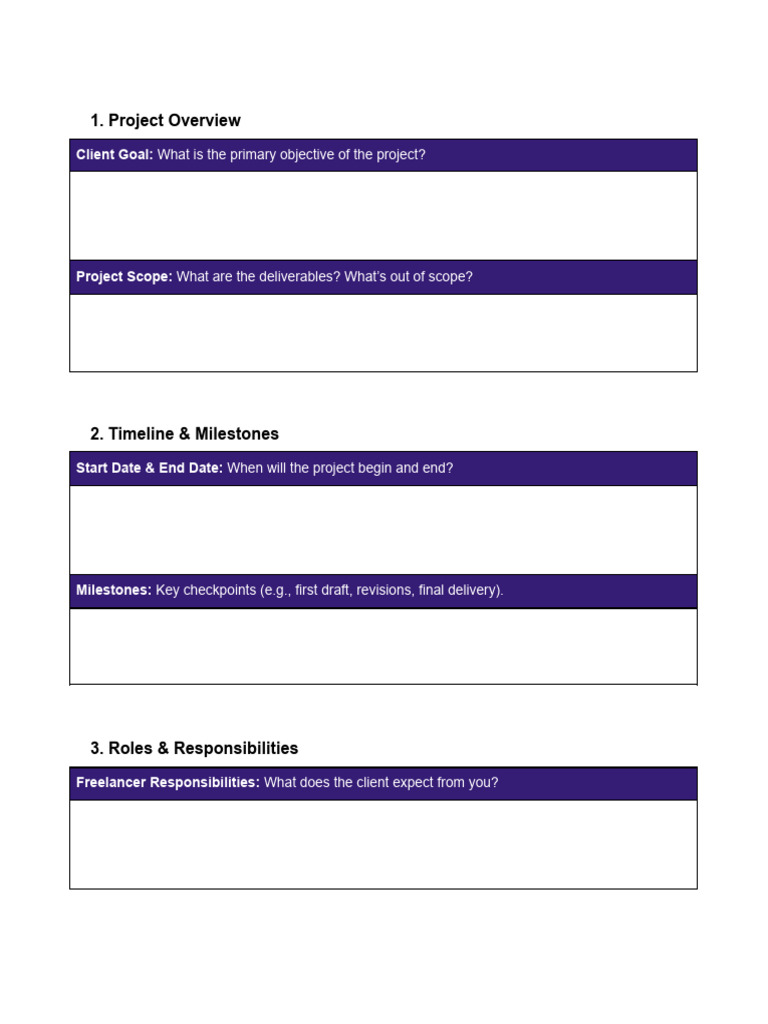 Freelance Project Plan Template | PDF