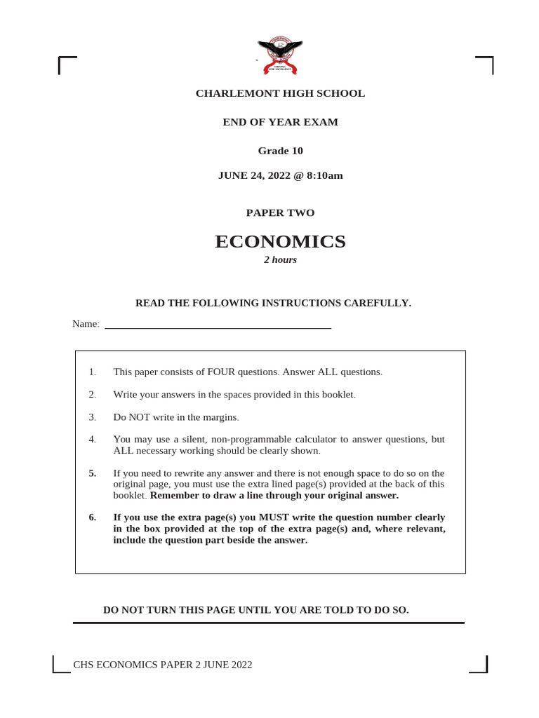 Econ Paper 2 Exam June 2022 | PDF | Supply (Economics) | Supply And Demand