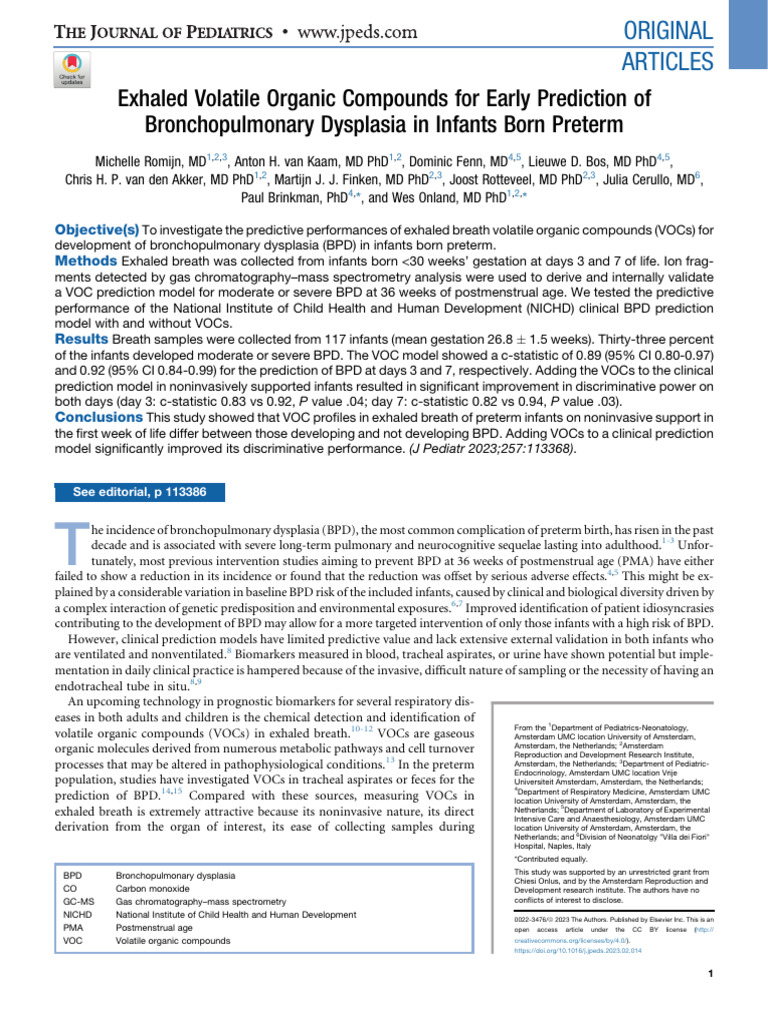 Exhaled Volatile Organic Compounds For Early Predi | PDF | Volatile ...
