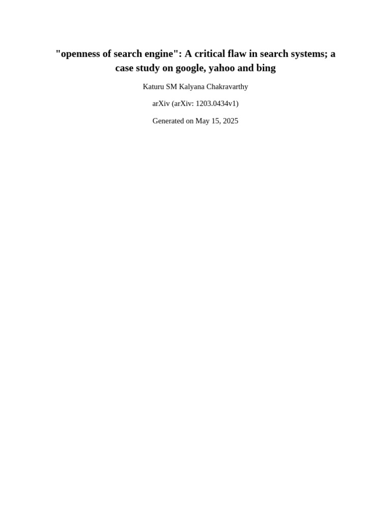 Openness of Search Engine A Critical Flaw in Se | PDF | Computing ...