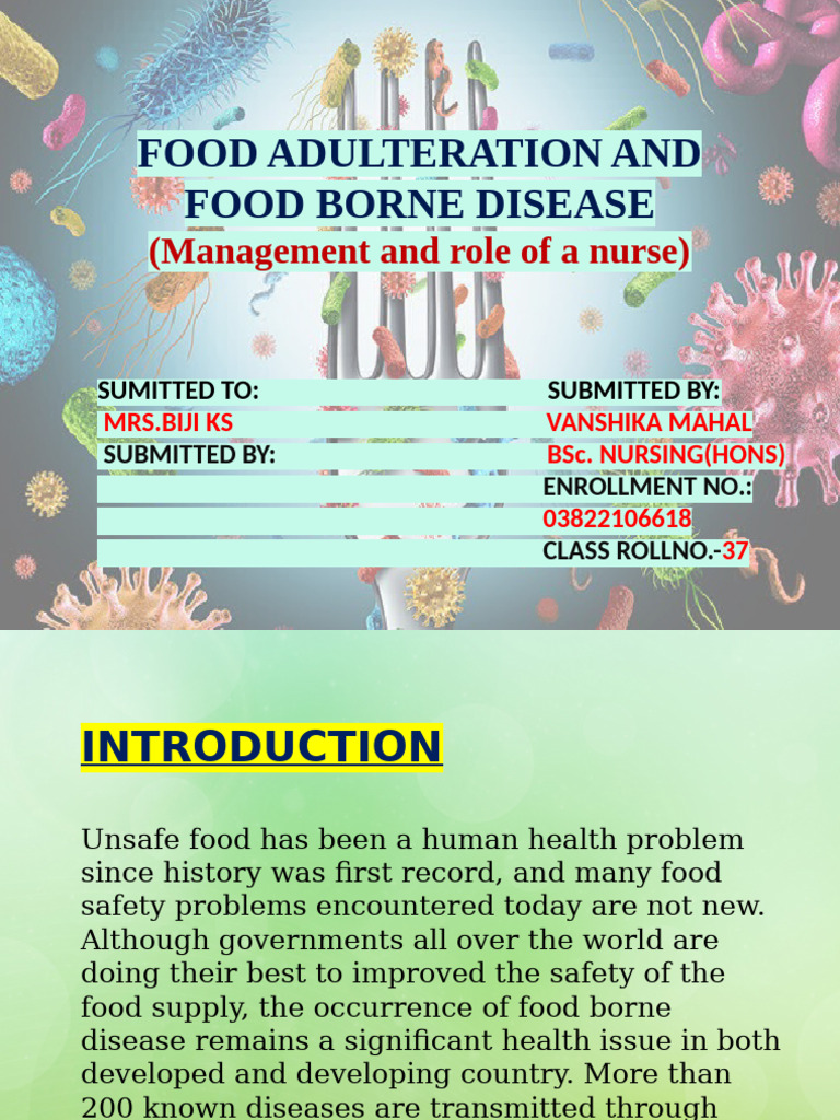 Food Adulteration and Borne Diseases | PDF | Foodborne Illness | Hand ...