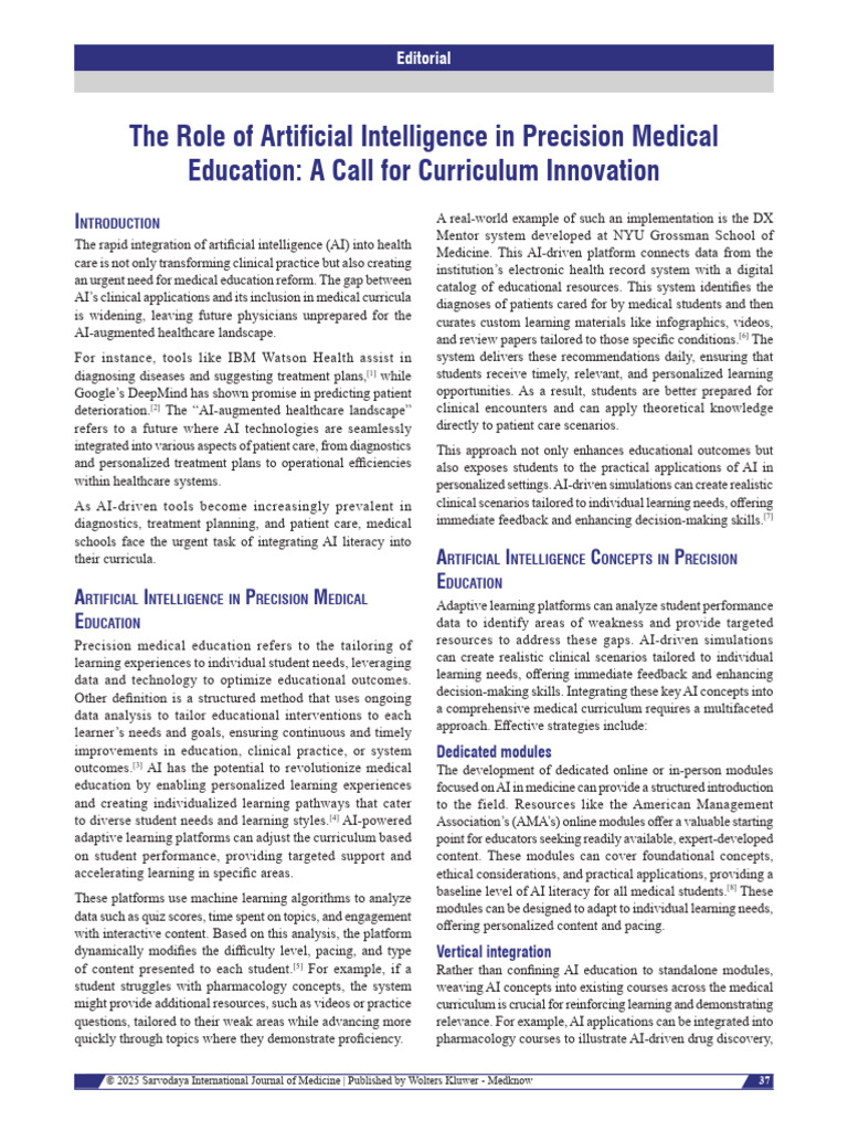 AI's Role in Medical Education Reform | PDF | Artificial Intelligence ...