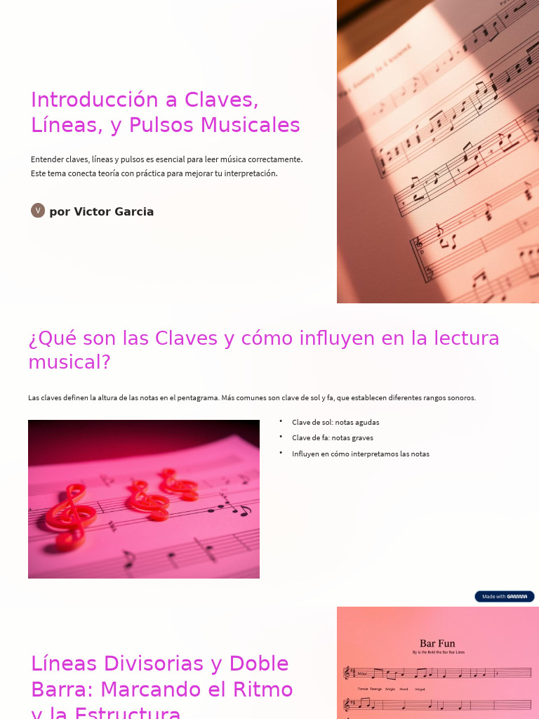 Introduccion A Claves Lineas y Pulsos Musicales | PDF | Ritmo | Tempo