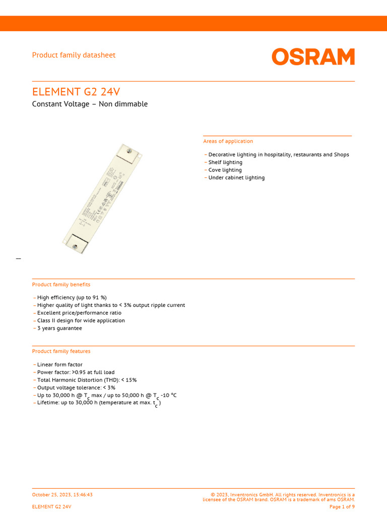Osram Driver 24V Family Datasheet | PDF | Electronic Engineering ...
