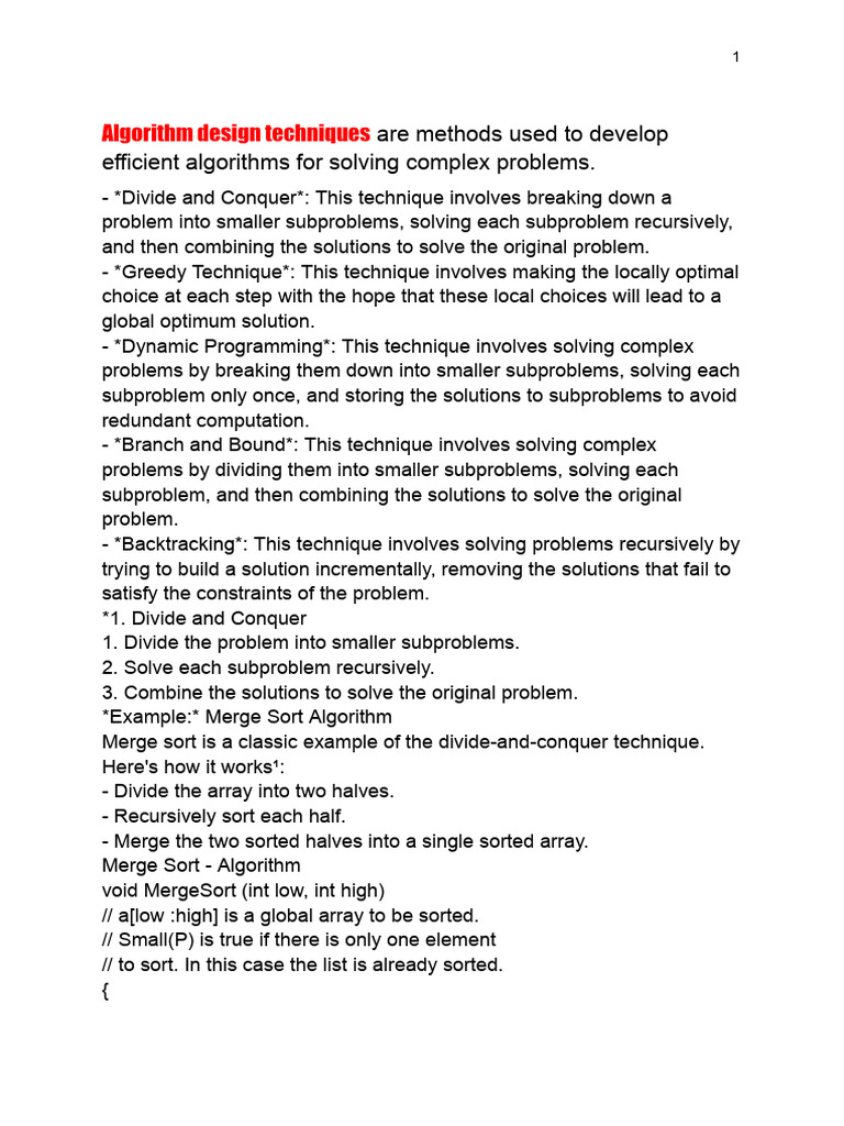 Algorithm Design Techniques Explained | PDF | Discrete Mathematics ...