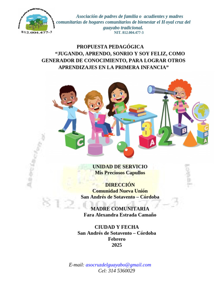 Propuesta Pedagógica para la Primera Infancia | PDF | Educación de la ...