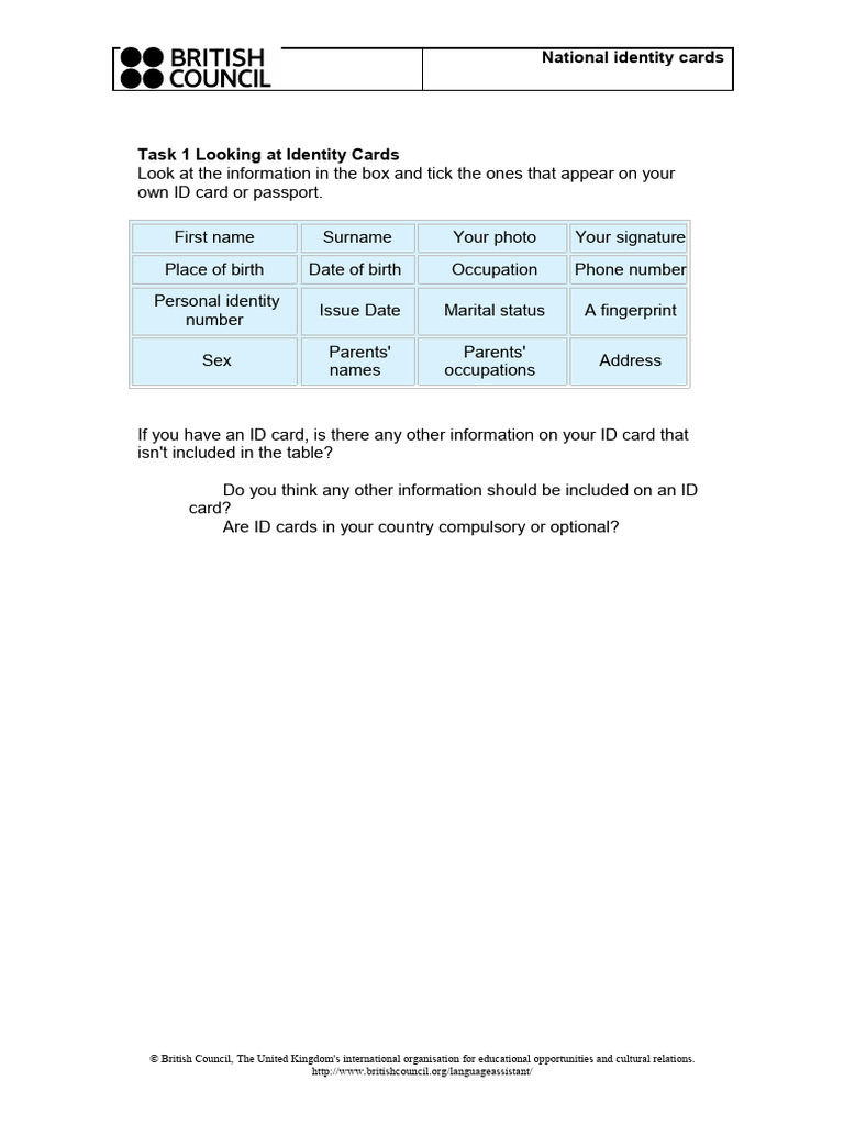 National Identity Cards | PDF | Identity Document | Government And ...
