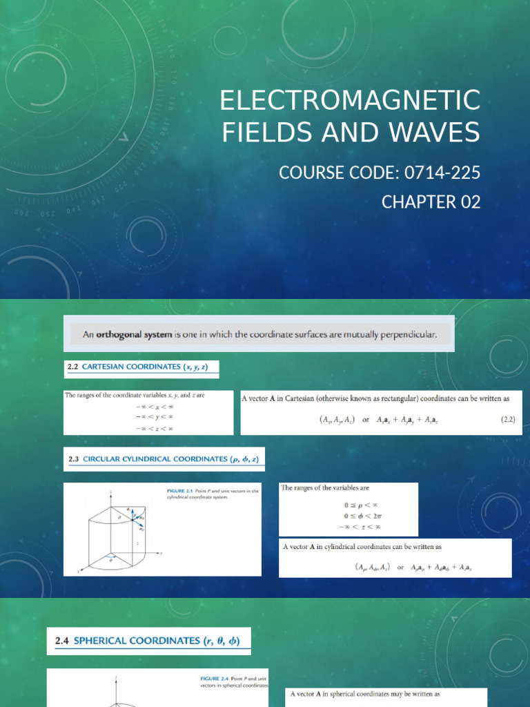 Electromagnetic Fields and Waves Chapter 2 | PDF
