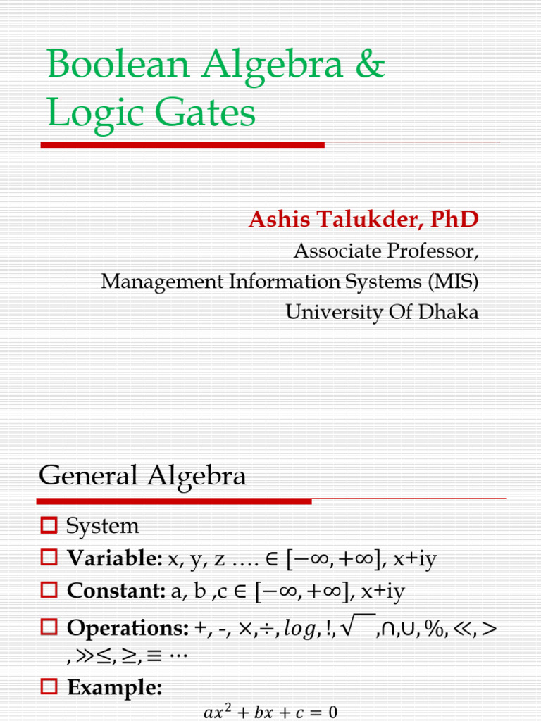 13. Boolean Algebra & Logic Gates | PDF | Logic Gate | Boolean Algebra
