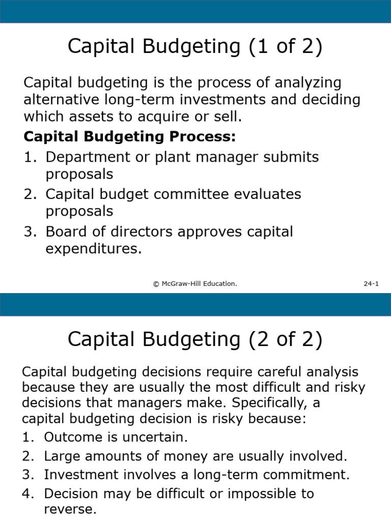 Chapter 24 Capital Budgeting and Investment Analysis | PDF | Net ...