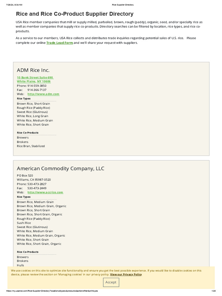 USA Rice Supplier Directory | PDF | Rice | Cereals