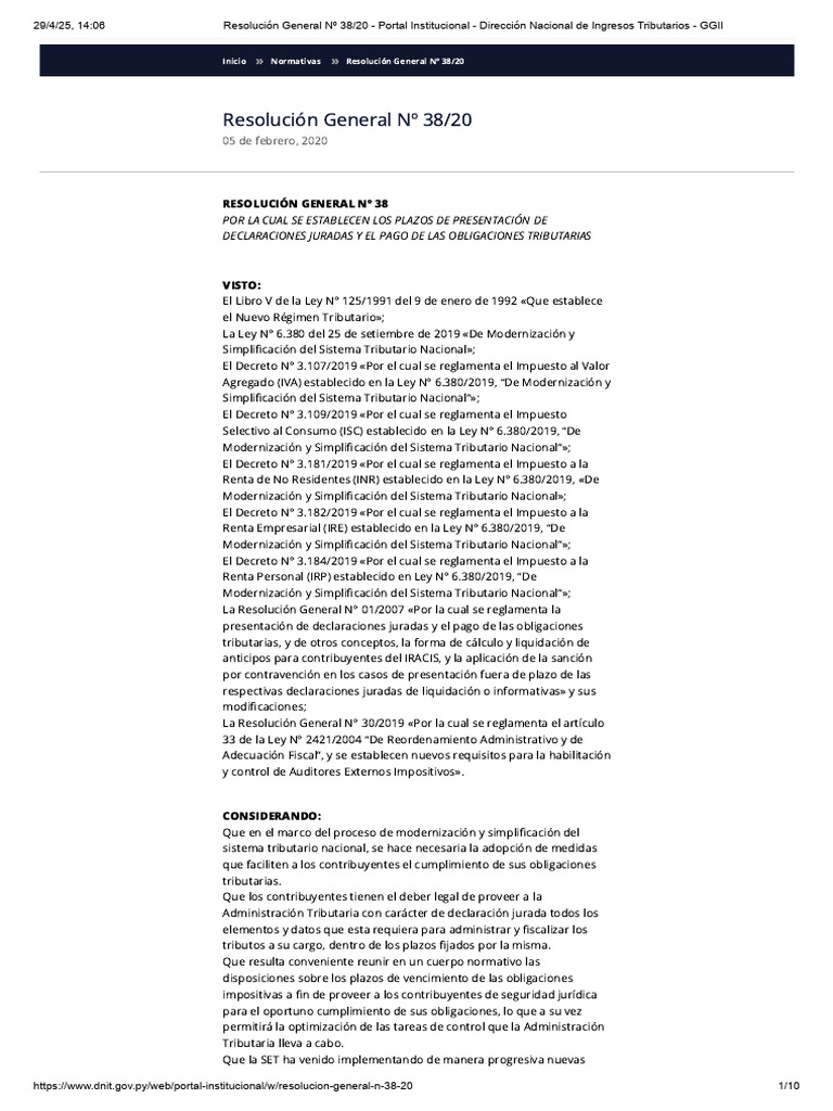 Plazos para Declaraciones Juradas Tributarias | PDF | Impuestos ...