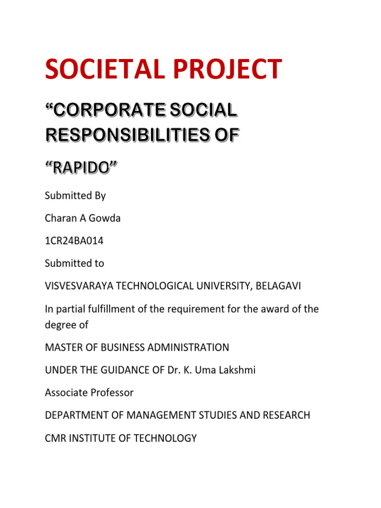 CSR Initiatives of Rapido | PDF | Corporate Social Responsibility ...