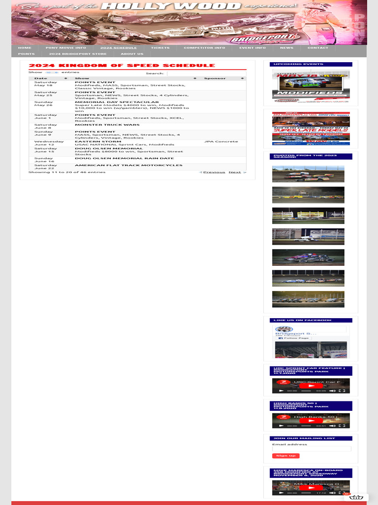 2024 Bridgeport Speedway Events Schedule | PDF | Automotive Events ...