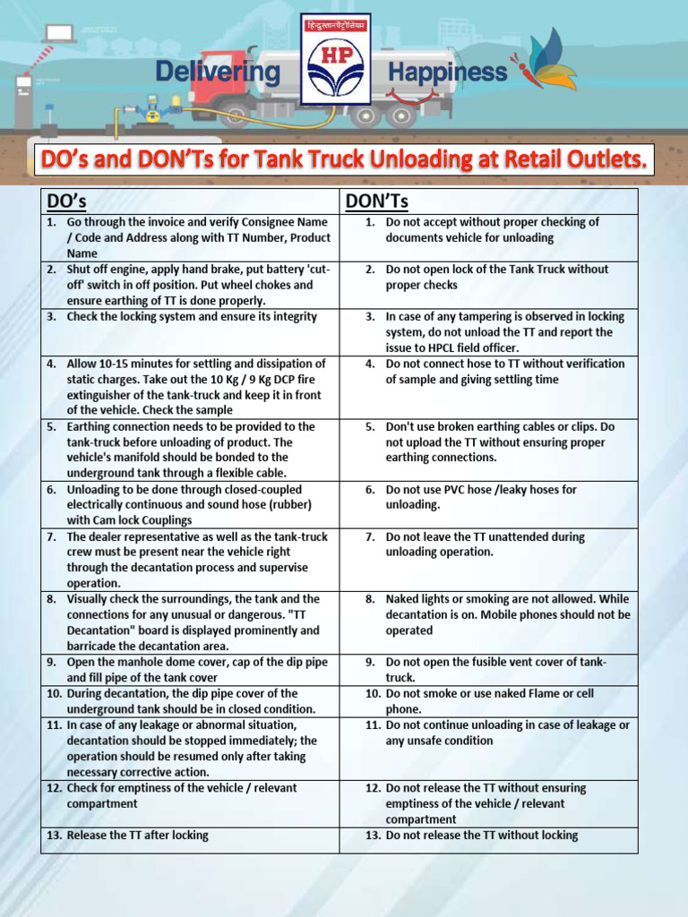 TT Decantation Safety Checklist | PDF | Manufactured Goods | Vehicles