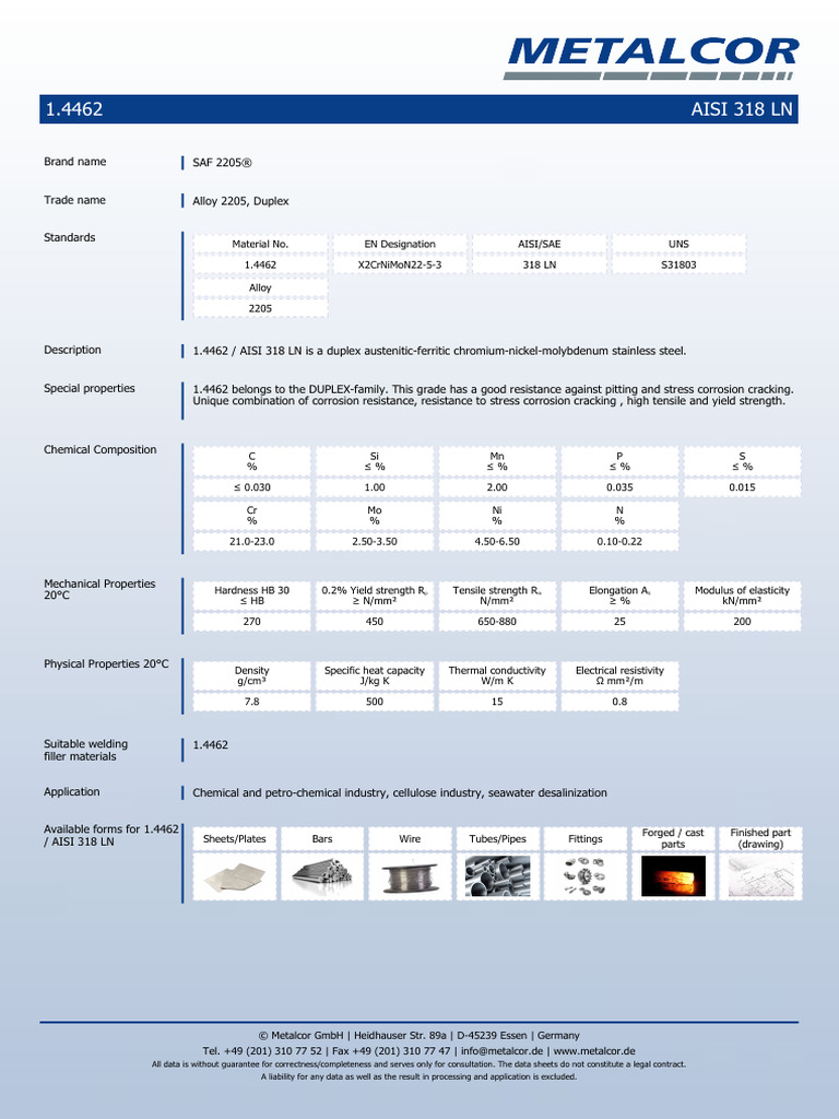 AISI 318 LN Stainless Steel Overview | PDF | Stainless Steel | Materials