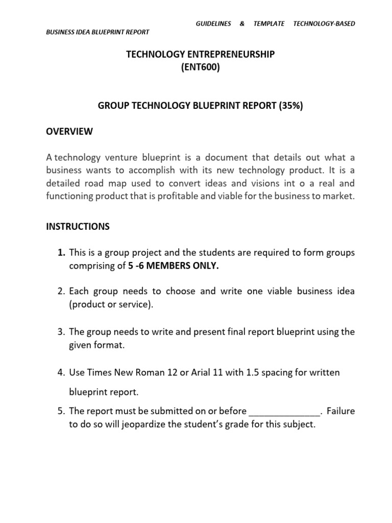 Group Technology Venture Blueprint Guideline | PDF | Income Statement ...
